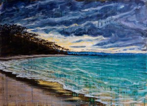 Day's End Jarvis Bay, 91cm x 66cm, oil and mixed media on linen, 2018