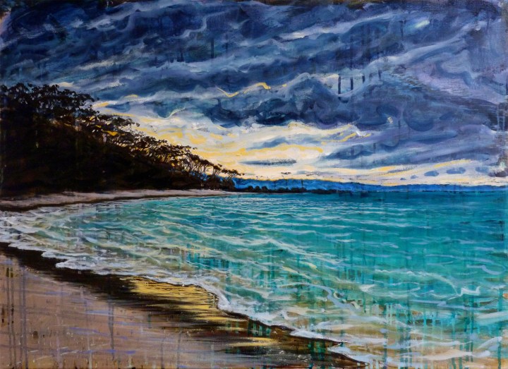 Day's End Jarvis Bay, 91cm x 66cm, oil and mixed media on linen, 2018