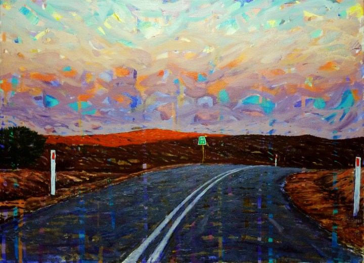 Leaving Silverton, 50cm x 38cm, oil on canvas, 2018, $750 AUD