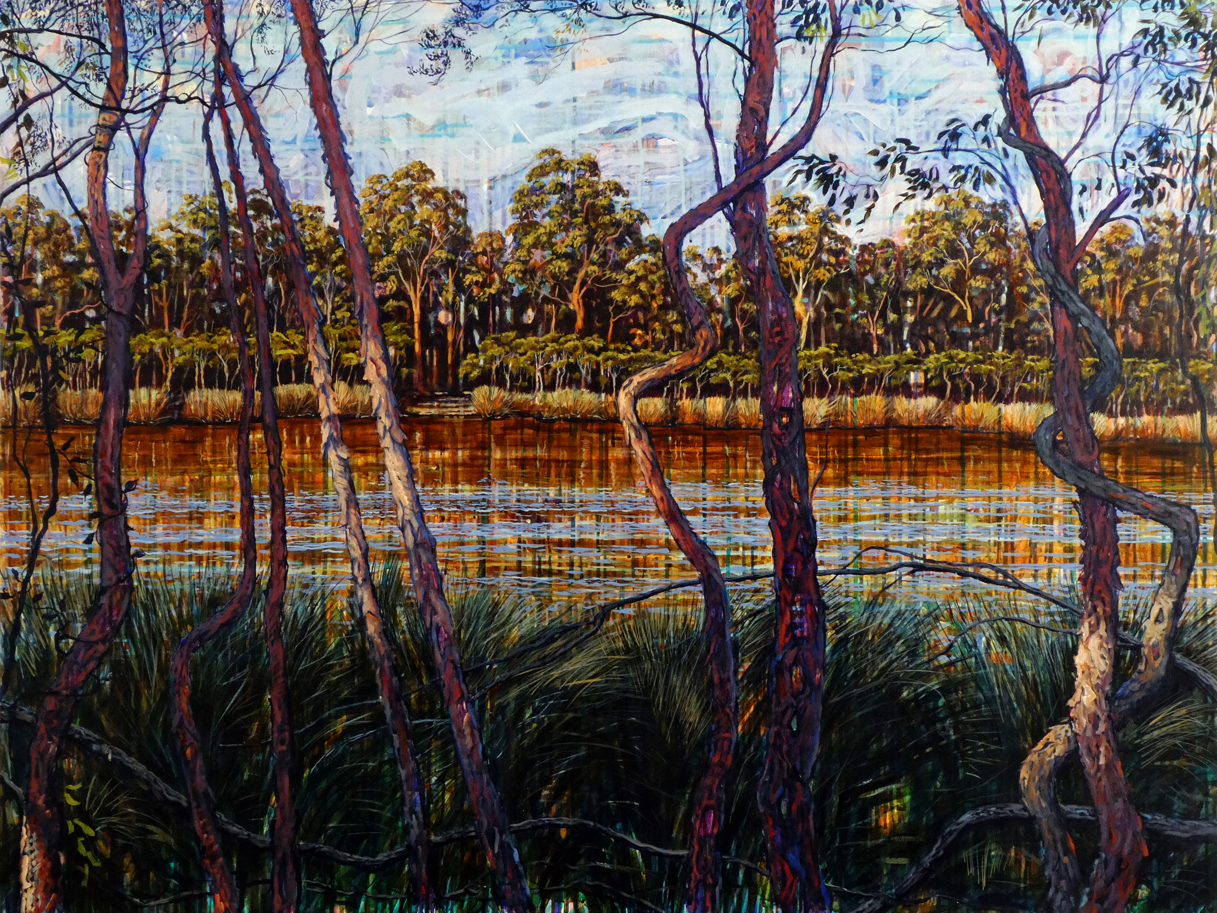Here and There- Glenbrook Lagoon, 1.2metres x 90cm, oil on canvas. 2018