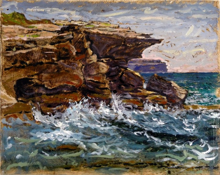 View from the Cave, 35cm x28cm, oil on board, 2018