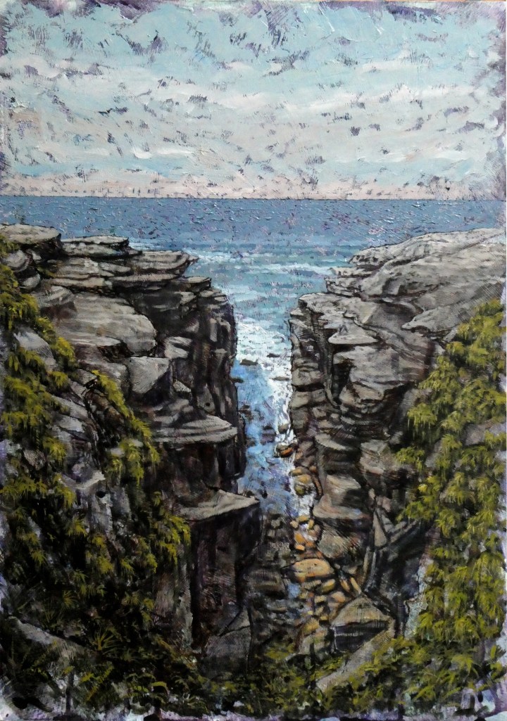 The Divide, 42cm x 59cm, oil on board, 2018,This picture will be offered for sale in July 2019 at Project 90 Gallery Paddington