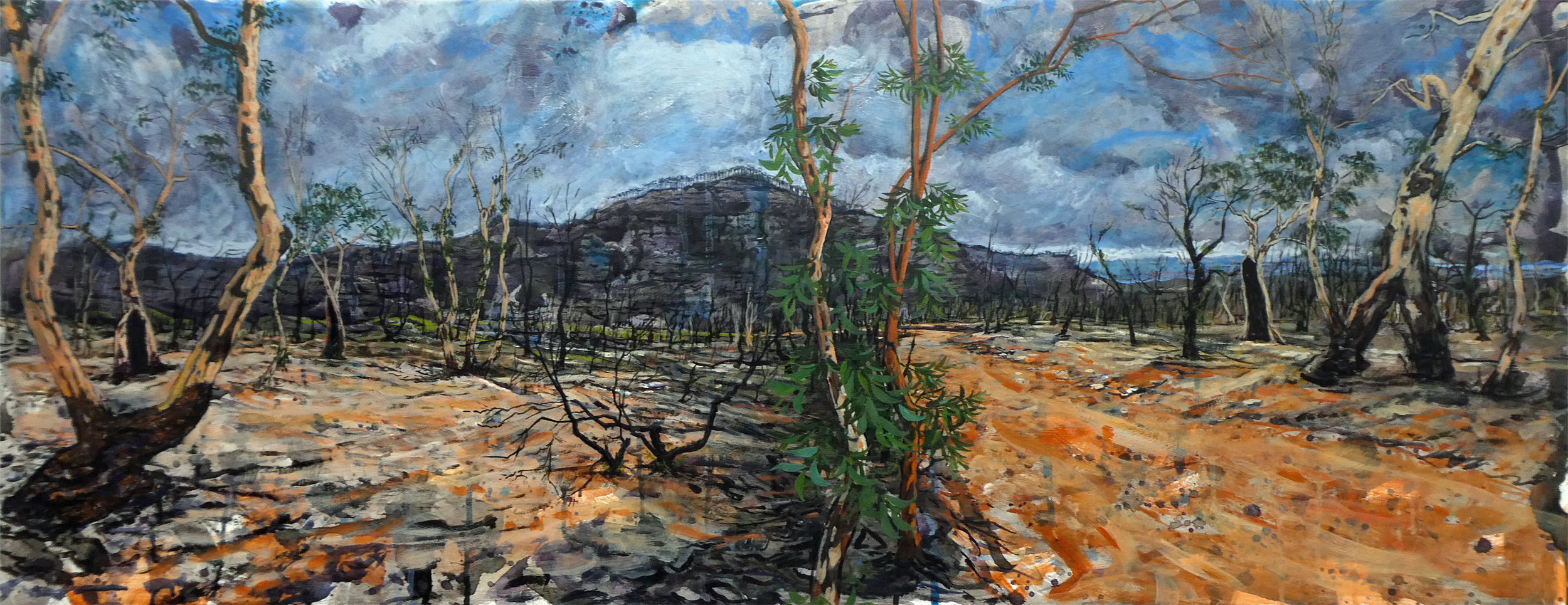 The Road to Mount Hay, acrylic on board, 128cm x 49cm, 2020