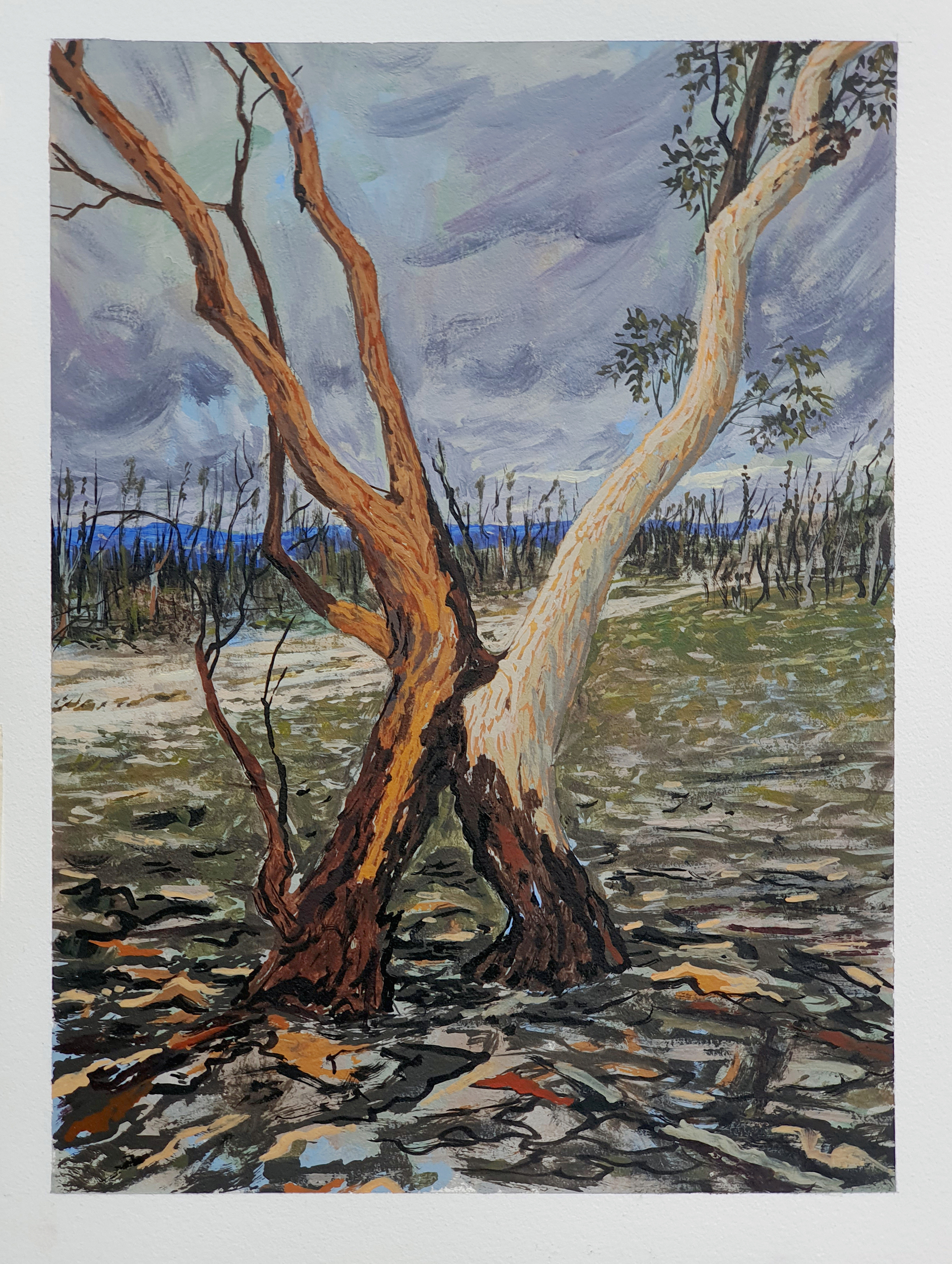 Conjoined, acrylic on paper, 29cm x 38cm, 2020