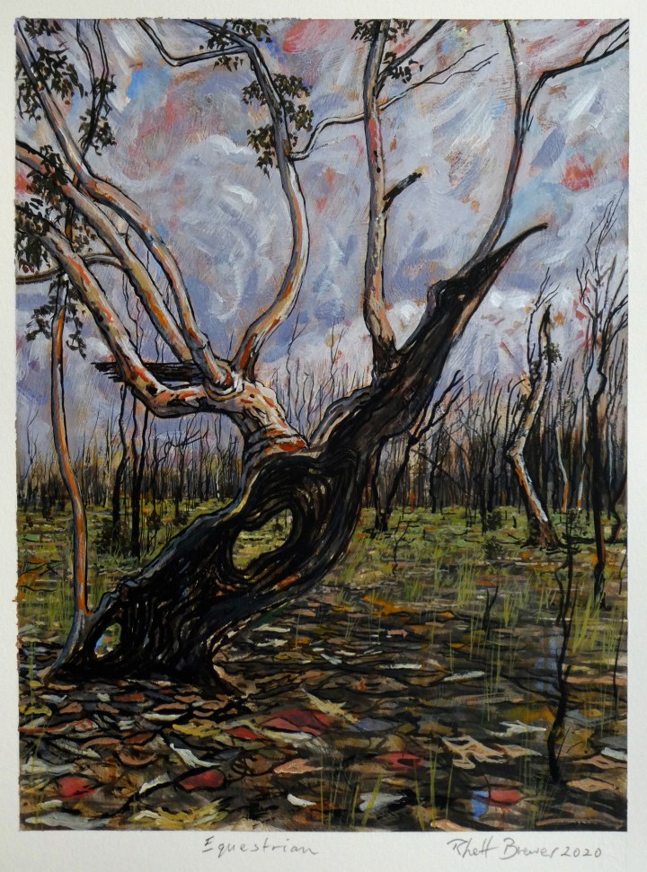 Equestrian, 39cm x 28cm, acrylic on 640 g.s.m. watercolour paper, 2020