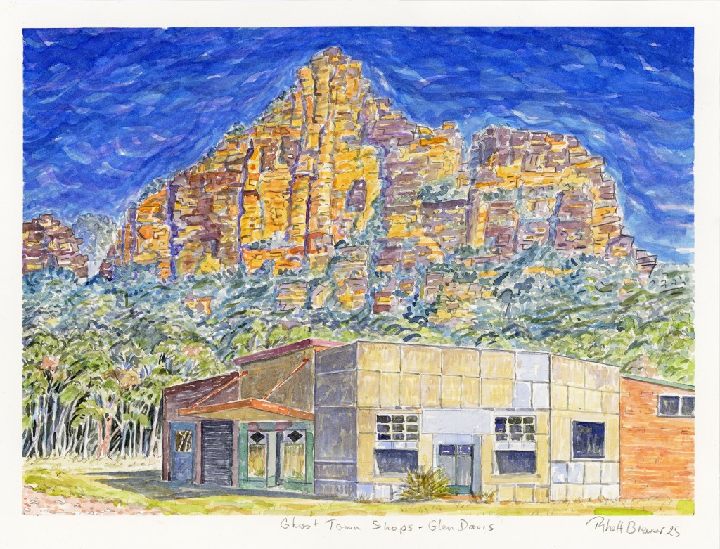 Ghost Town, 31cm x 41cm, watercolour on pamer, framed, 2025